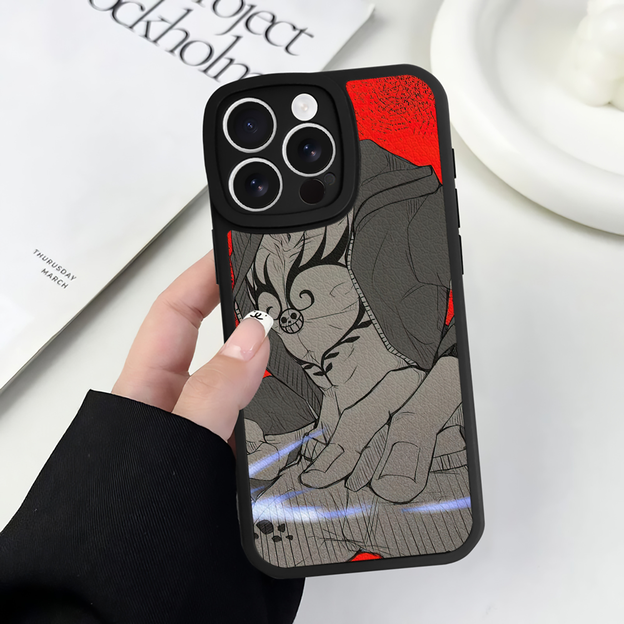 （画像用） ワンピース ONE PIECE 【iPhone 16シリーズ対応】シリコンスマホケース（レザー調） 材質：シリコン